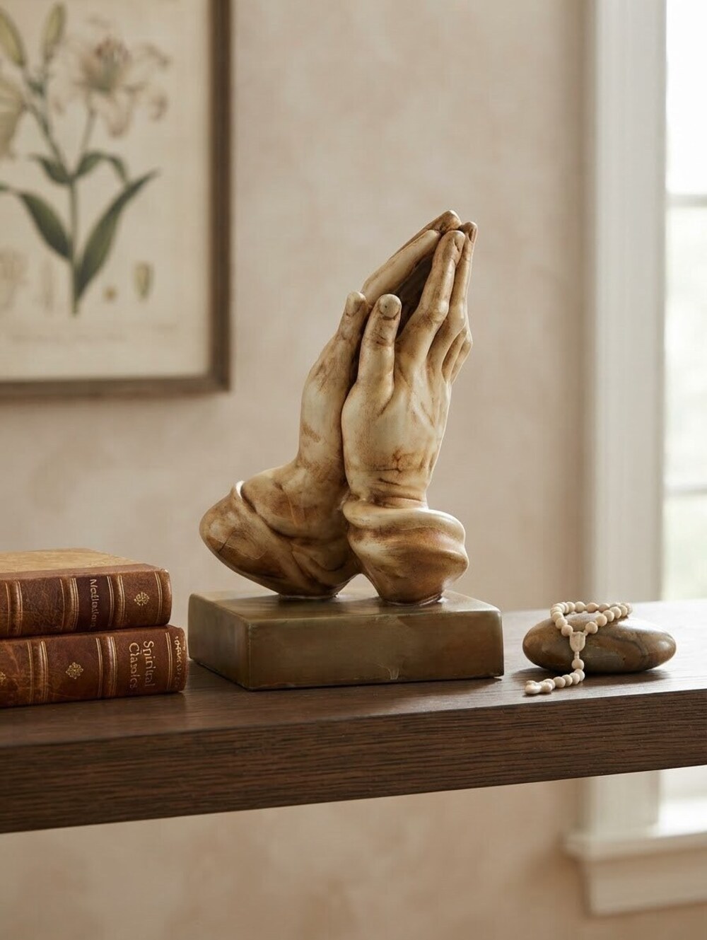 Vintage Atlantic Mold Ceramic Praying Hands Statue 10"